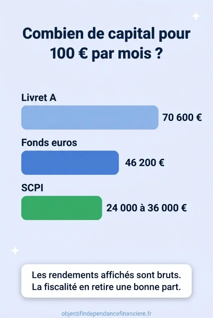 capital nécessaire pour générer 100 euros de revenus passifs par mois