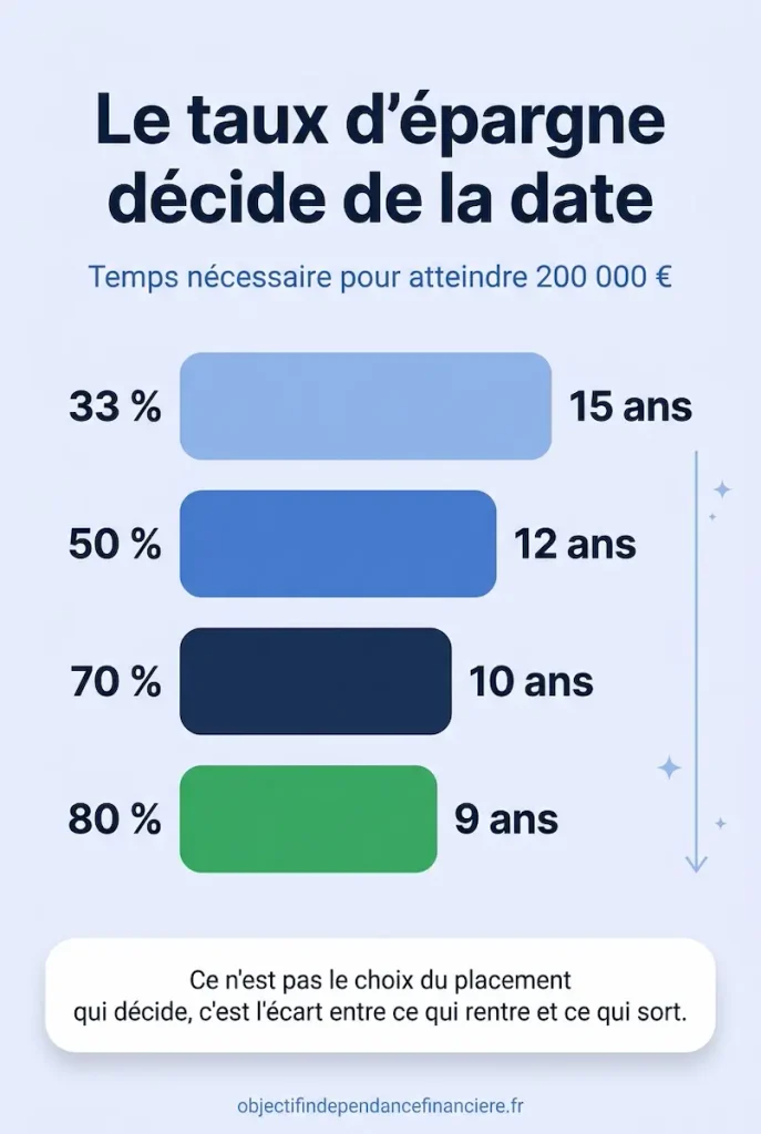 impact du taux d'épargne sur la durée pour atteindre l'indépendance financière